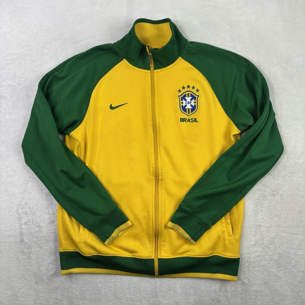 Nike Brasil Soccer Futbol Full Zip Long Sleeve Track Jacket Men's M